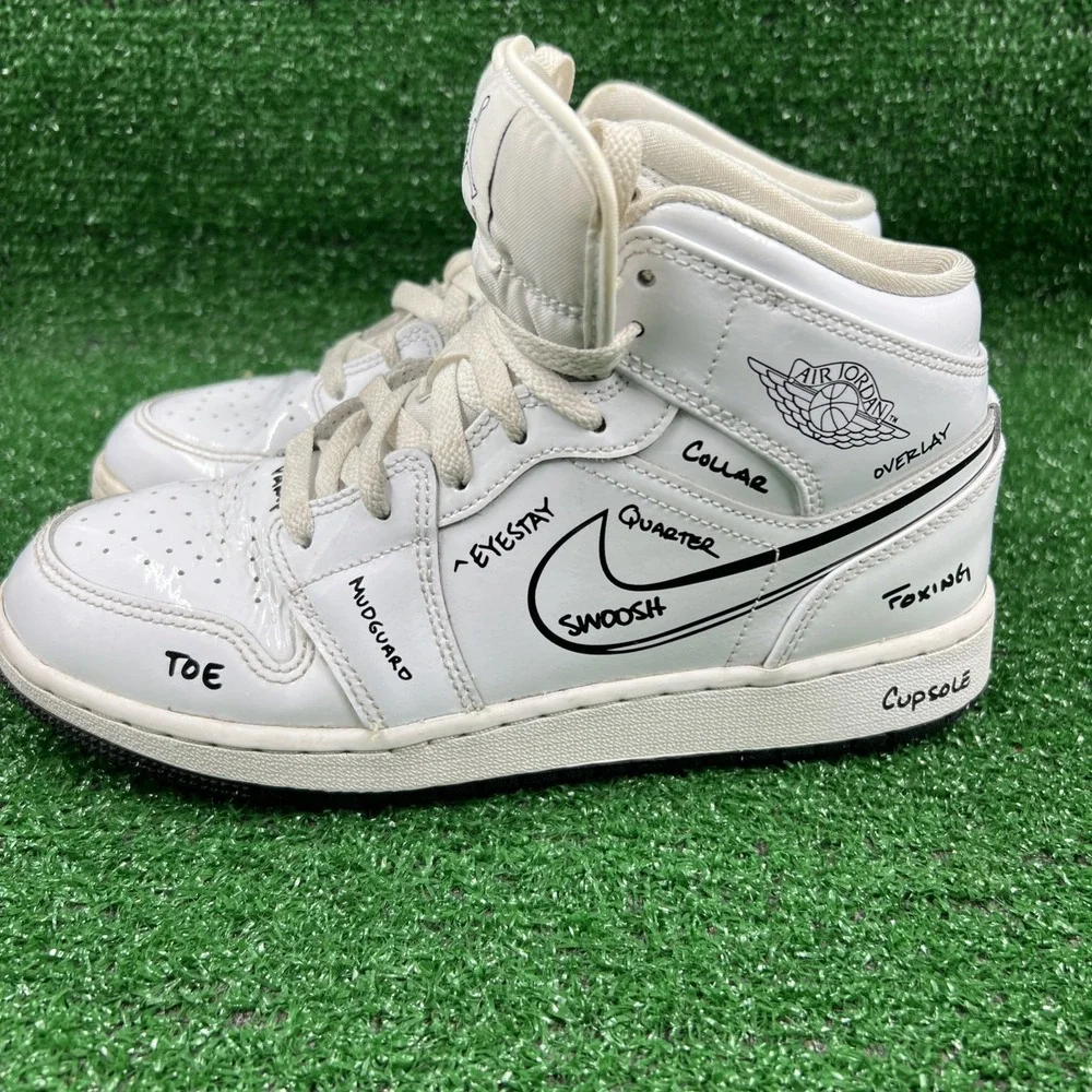 Air Jordan Air Jordan 1‎ Mid GS 'Schematic' DQ1864-100 5.5Y Boys White 2021 - Picture 5 of 10